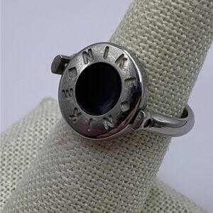 Nike Silver Tone Reversible Spinner Ring with Turquoise & Black Inlay - Size 5